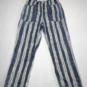 Anthropologie Womens Pants Small Victoire Blue White Tie-Dye Cargo